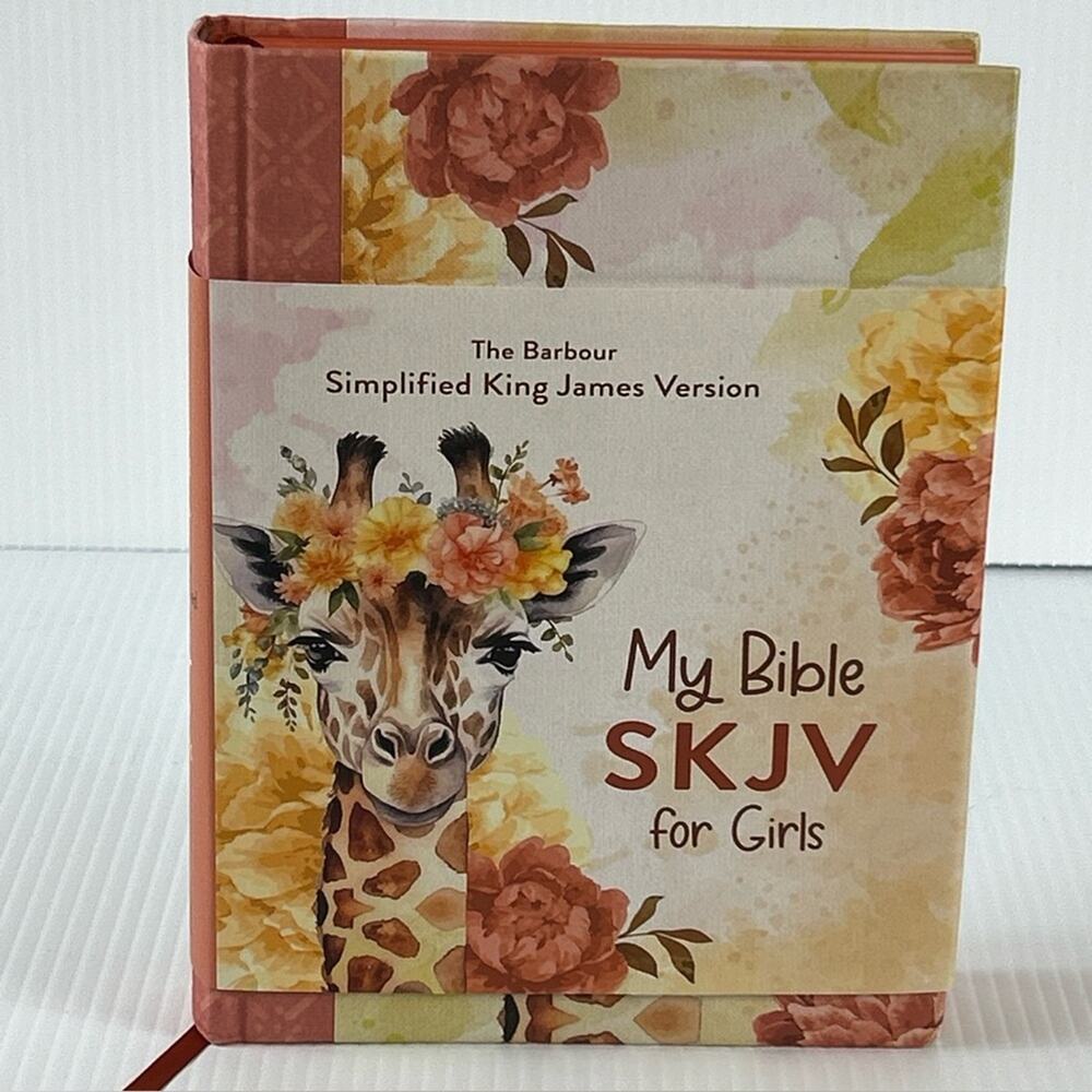 My Bible SKJV for Girls Barbour Floral Giraffe Coral HC 2023 NEW Red Letter Maps